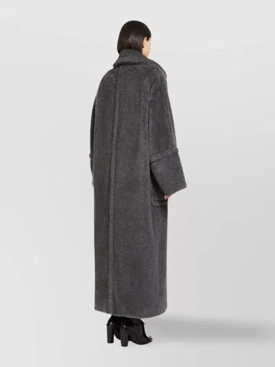 Max Mara Kadiak Oversized Alpaca And Wool Teddy Coat In Gray