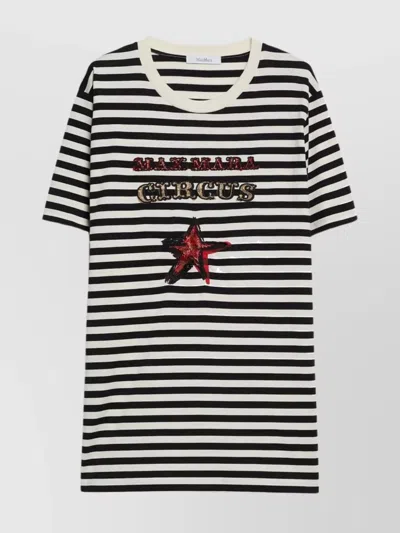 Max Mara Blackwhite Kaki Oversized Striped Cotton T-shirt
