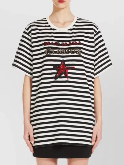 Max Mara Blackwhite Kaki Oversized Striped Cotton T-shirt