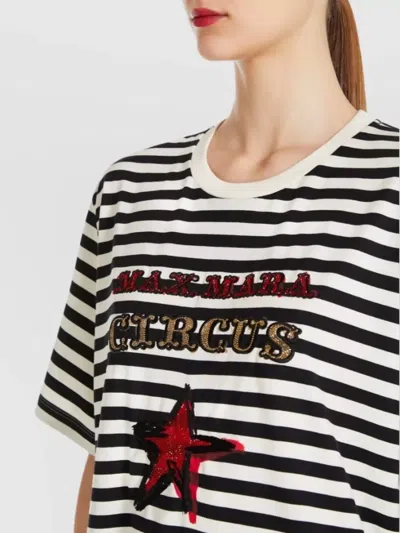 Max Mara Blackwhite Kaki Oversized Striped Cotton T-shirt