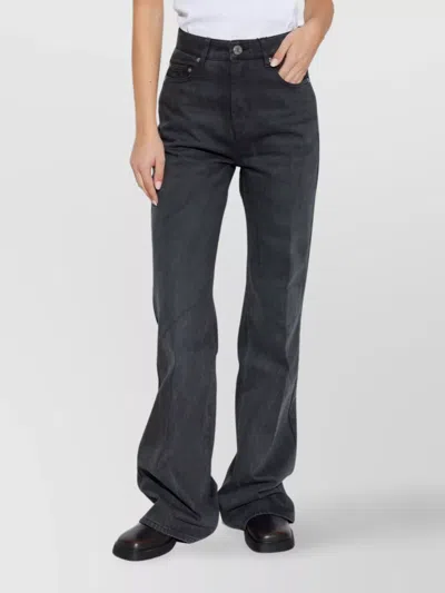 Ami Alexandre Mattiussi Wide Leg Cotton Trousers With Front Pockets In Black