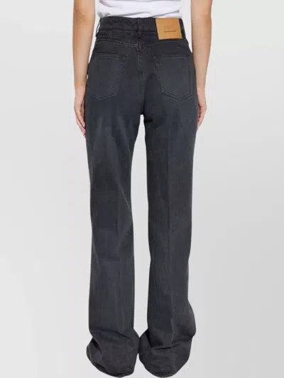 Ami Alexandre Mattiussi Wide Leg Cotton Trousers With Front Pockets In Black