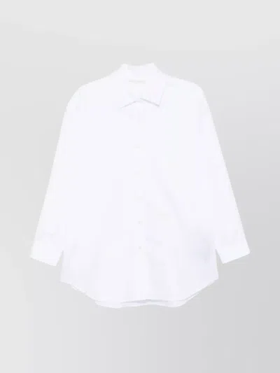 Palm Angels Monogram Embroidered Loose Shirt In White Off White