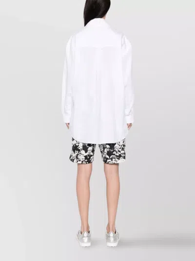 Palm Angels Monogram Embroidered Loose Shirt In White Off White