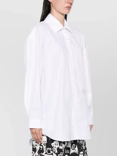 Palm Angels Monogram Embroidered Loose Shirt In White Off White