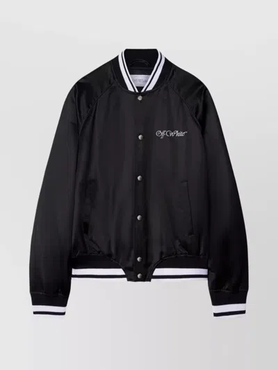Off-white Off White Men `script Cotgab Souvenir` Varsity Jacket In Black