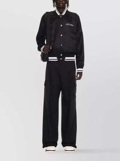 Off-white Off White Men `script Cotgab Souvenir` Varsity Jacket In Black