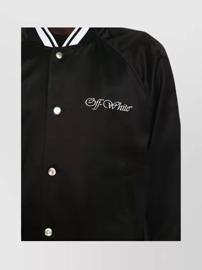 Off-white Off White Men `script Cotgab Souvenir` Varsity Jacket In Black