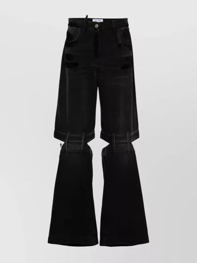 Attico High-rise Wide-leg Jeans Cut-out Detailing In Black
