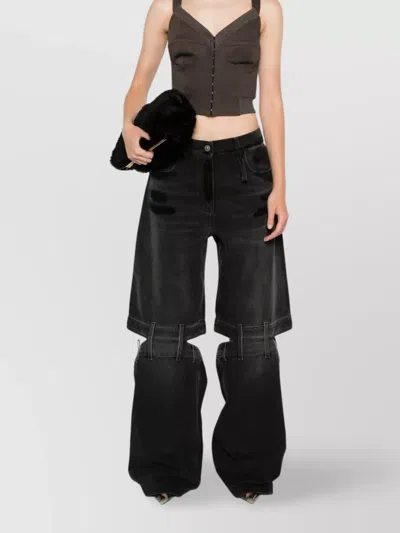 Attico High-rise Wide-leg Jeans Cut-out Detailing In Black