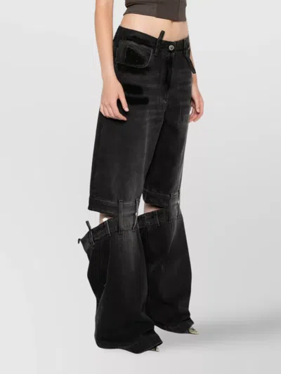 Attico High-rise Wide-leg Jeans Cut-out Detailing In Black