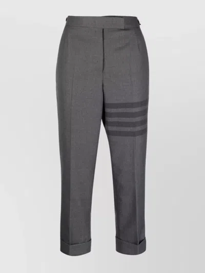 Thom Browne Cropped Trousers With Striped Pattern And Button Detailing