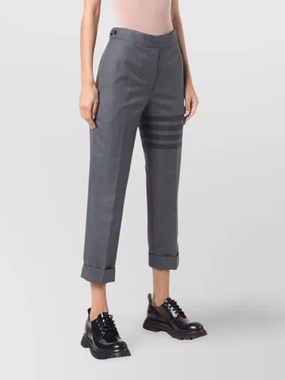 Thom Browne Cropped Trousers With Striped Pattern And Button Detailing