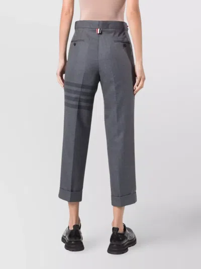 Thom Browne Cropped Trousers With Striped Pattern And Button Detailing