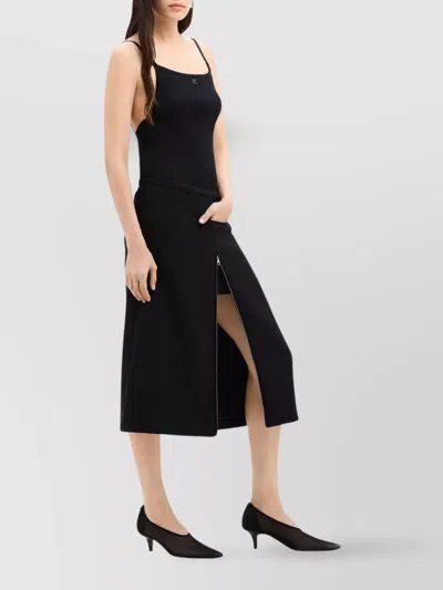 Courrèges Heritage Tailored Crepe-texture Midi Skirt
