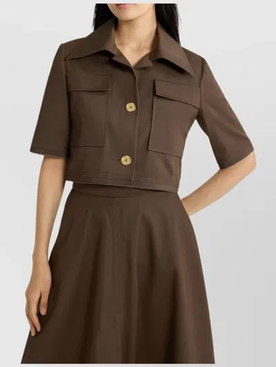 Patou Collar Cropped Jacket Flap Pockets