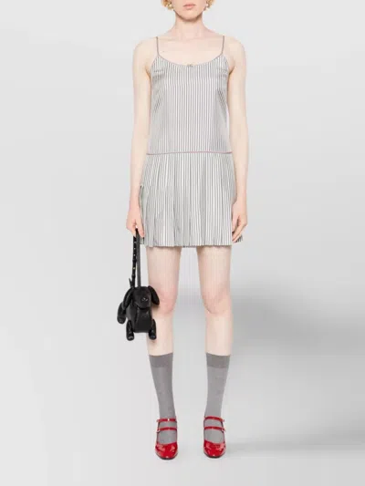Thom Browne Adjustable Straps Pleated Minidress