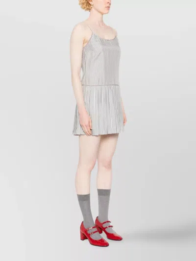 Thom Browne Adjustable Straps Pleated Minidress