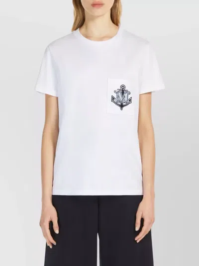 Max Mara Acacia Logo Pocket Jersey T-shirt In White