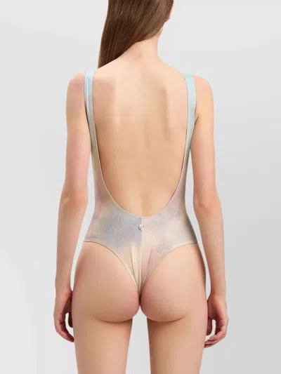 Palm Angels Sunrise Palm Print One-piece Swimsuit In Multicolor - Black