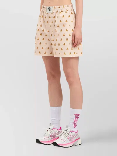 Palm Angels Soft Pink Monogram Shorts In Neutral