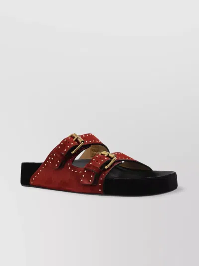 Isabel Marant Lennyo Suede Buckle Sandals In Red