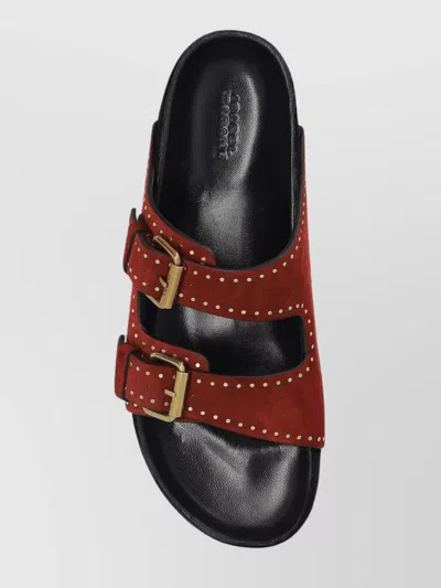 Isabel Marant Lennyo Suede Buckle Sandals In Red