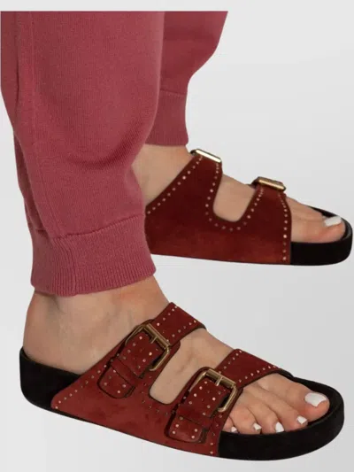 Isabel Marant Lennyo Suede Buckle Sandals In Red