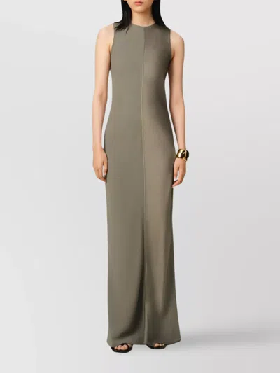 Ami Alexandre Mattiussi Beige Long Straight Dress Grey In Ash