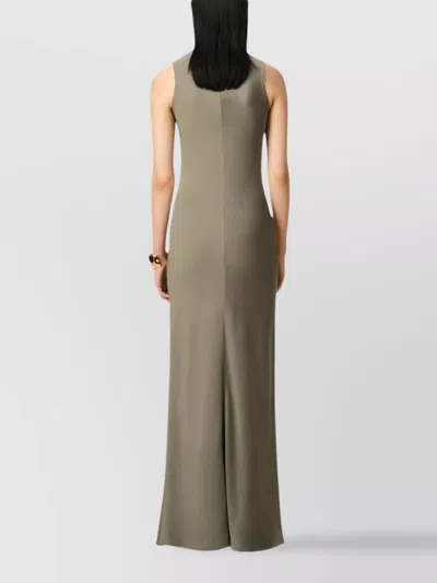 Ami Alexandre Mattiussi Beige Long Straight Dress Grey In Ash