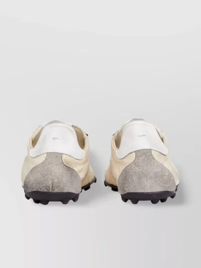 Maison Margiela Leather Lace-up Trainers Featuring Suede Accents In White