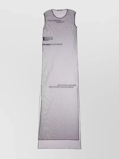 Ann Demeulemeester Tulle Dress With Pearls And Text Print