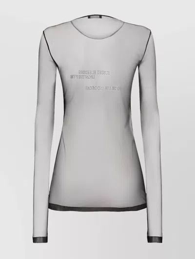 Ann Demeulemeester Sheer Fabric Text Print Long Sleeve Top