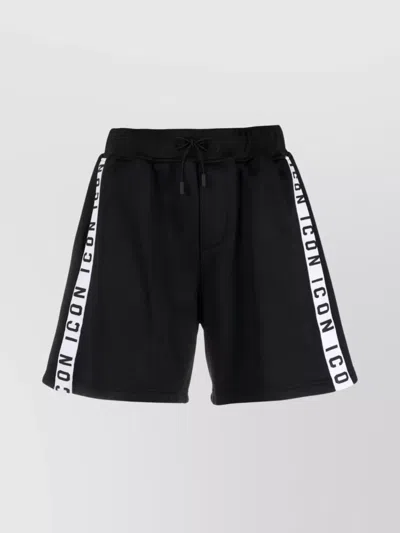 Dsquared2 Icon-stripe Drawstring Shorts Featuring Ruched Detailing