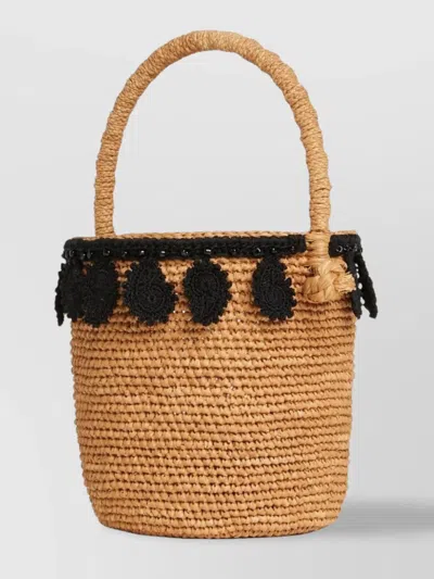 Alanui Paisley Appliqué Raffia Bucket Bag