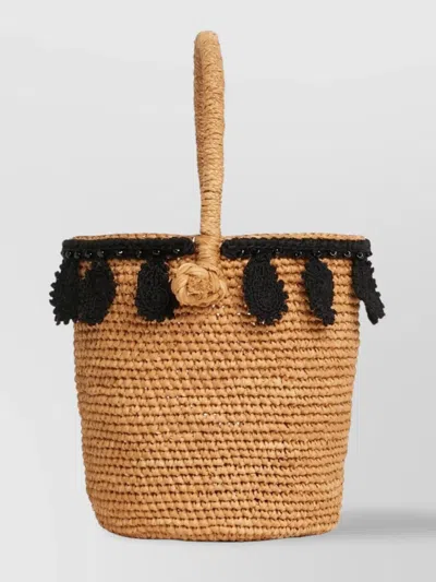 Alanui Paisley Appliqué Raffia Bucket Bag