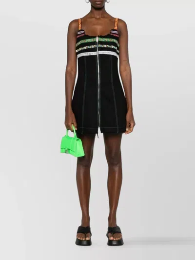 Cormio Lindsey Sleeveless Denim Mini Dress In Black
