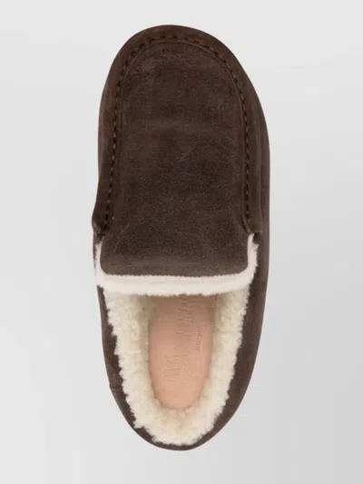 Jw Anderson J. W. Anderson Brown Suede Mules With Cozy Fur Interior And Embossed Seams