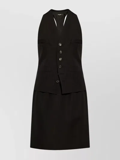 Dsquared2 V-neck Wool Mini Dress