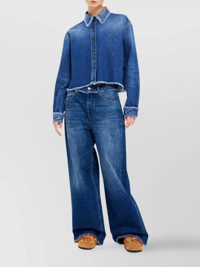 Alanui Fringed Wide Leg Jeans In Dark Wash