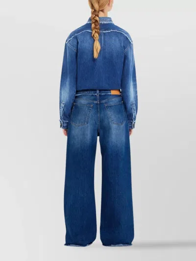 Alanui Fringed Wide Leg Jeans In Dark Wash