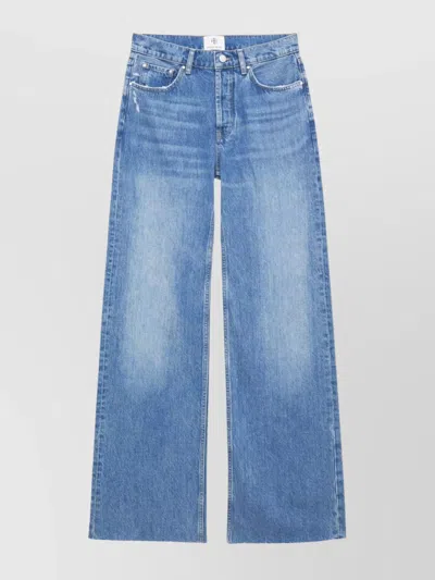 Anine Bing Hugh Logo Patch Wide-leg Jeans In Blue