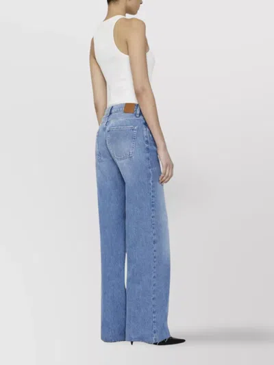 Anine Bing Hugh Logo Patch Wide-leg Jeans In Blue