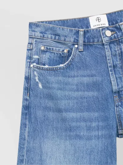 Anine Bing Hugh Logo Patch Wide-leg Jeans In Blue