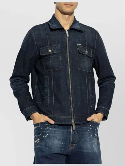 Dsquared2 Classic Denim Jacket With Front Zip