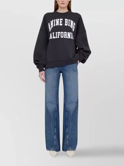 Anine Bing Women's Miles Branded-print Cotton Sweatshirt Black In Black