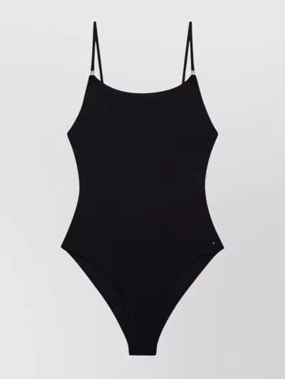 Anine Bing High-cut Leg Swimsuit Scoop Neckline In Black