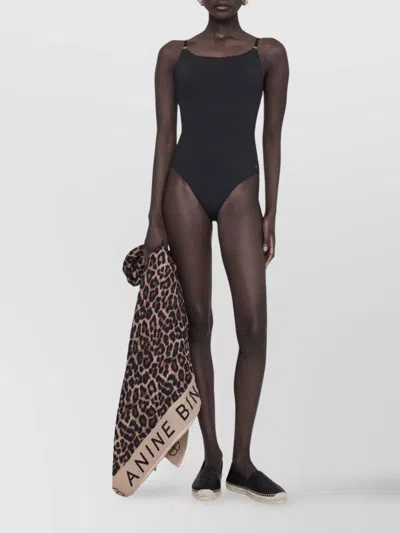 Anine Bing High-cut Leg Swimsuit Scoop Neckline In Black