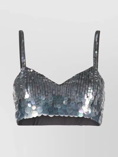P.a.r.o.s.h Iridescent Sequin Mesh Cropped Top
