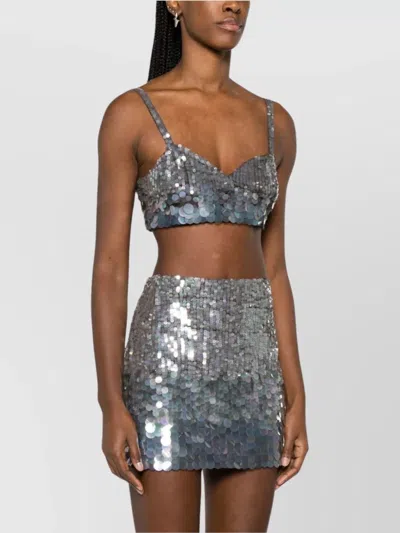 P.a.r.o.s.h Iridescent Sequin Mesh Cropped Top